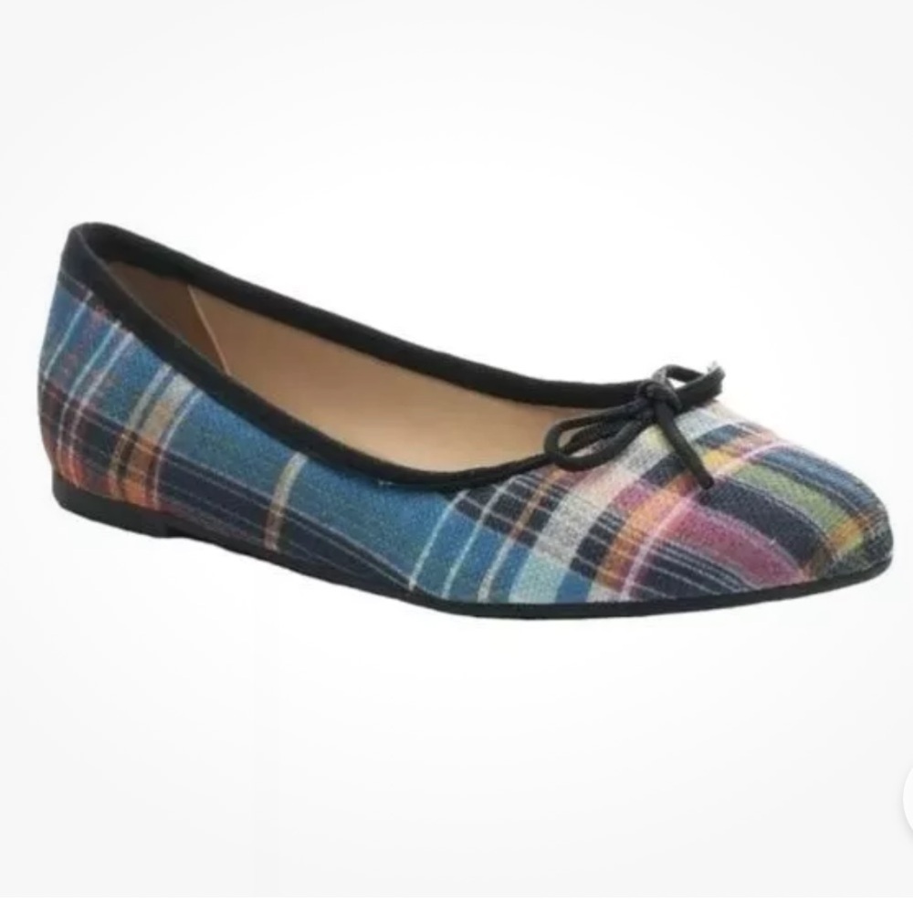 Ali Macgraw Cheery Plaid Multi ballerina flat size 7